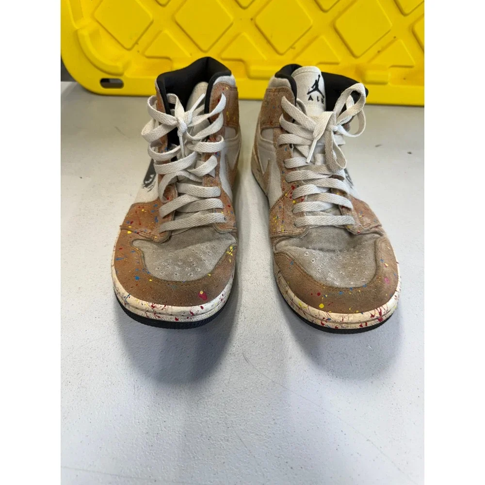 Nike Air Jordan 1 Mid‎ SE Brushstroke Cider Paint Splatter DA8005-100 Mens 9